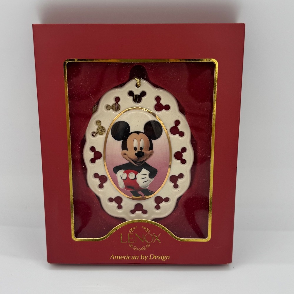 Lenox Disney Showcase Mickey Mouse Ivory China Gold Trim Ornament 821187